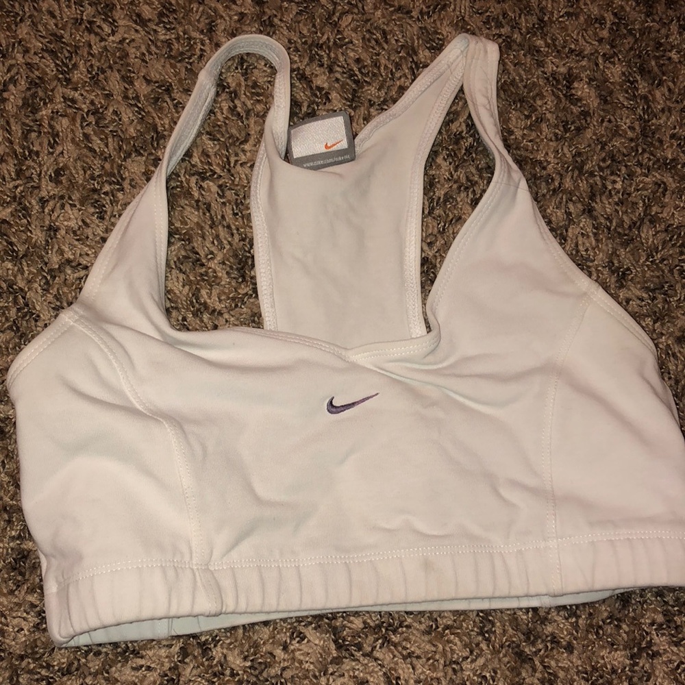 nike white sports bra